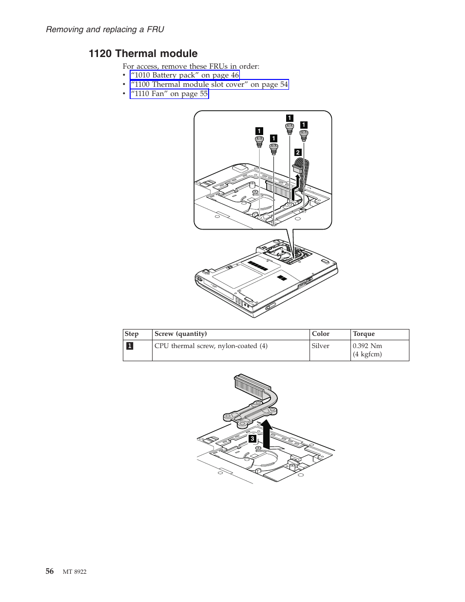 1120 thermal module, Thermal, Module | Lenovo 3000 C200 User Manual | Page 62 / 104