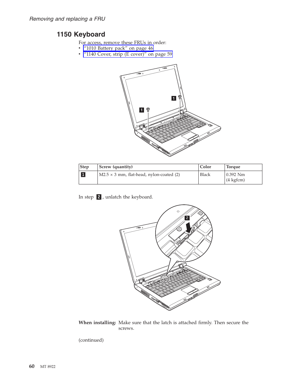 1150 keyboard, Keyboard | Lenovo 3000 C200 User Manual | Page 66 / 104