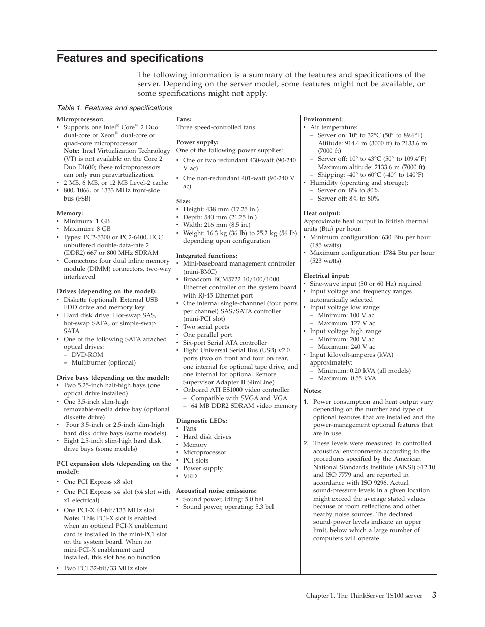 Features and specifications, Features, Specifications | Lenovo 6434 User Manual | Page 17 / 96