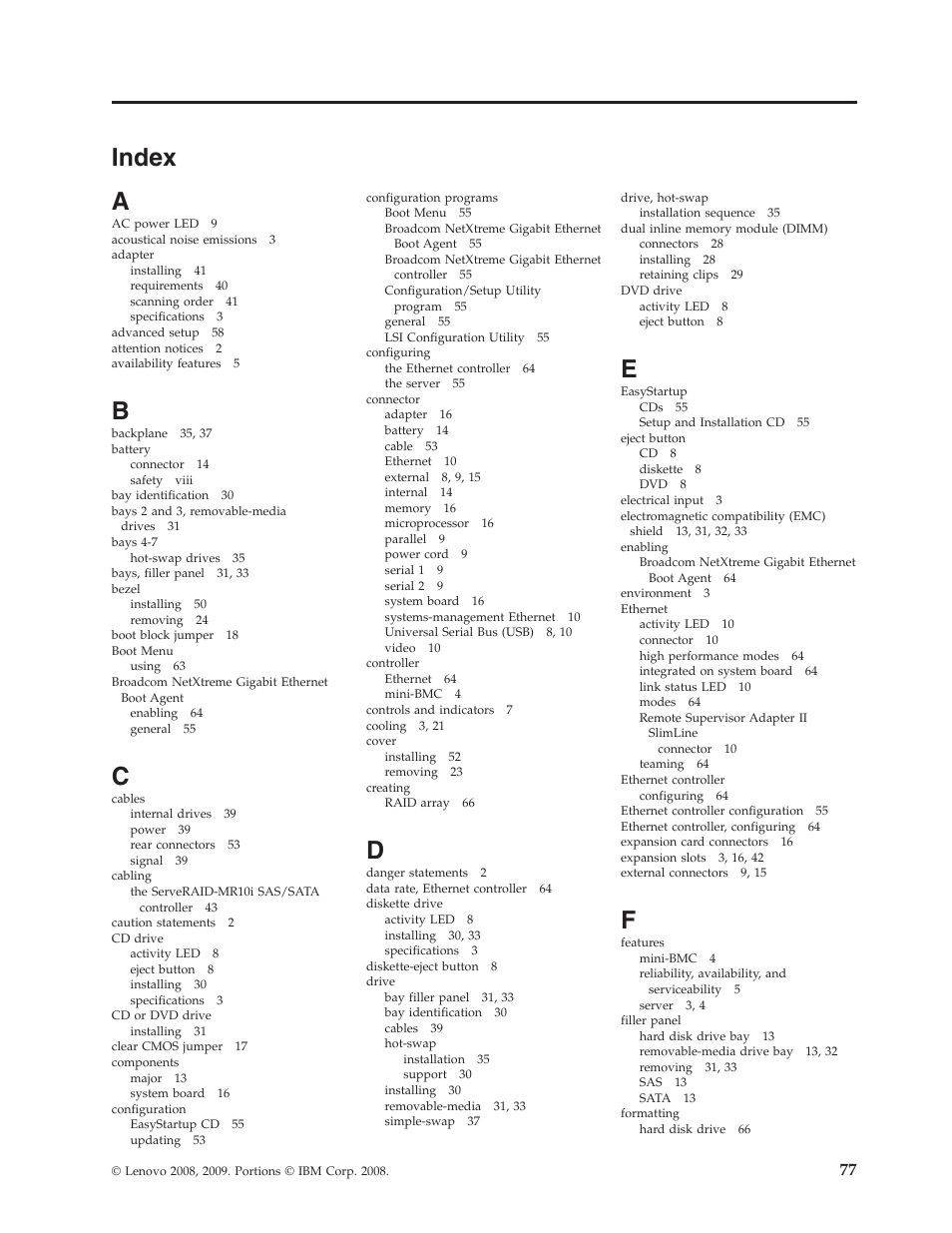 Index | Lenovo 6434 User Manual | Page 91 / 96