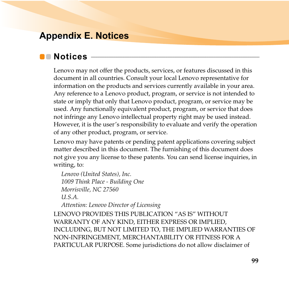 Appendix e. notices, Notices | Lenovo IDEAPAD Y560P User Manual | Page 113 / 145