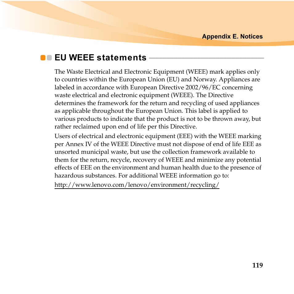 Eu weee statements | Lenovo IDEAPAD Y560P User Manual | Page 133 / 145