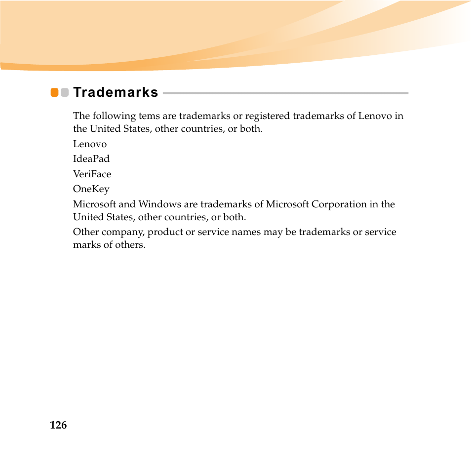 Trademarks | Lenovo IDEAPAD Y560P User Manual | Page 140 / 145
