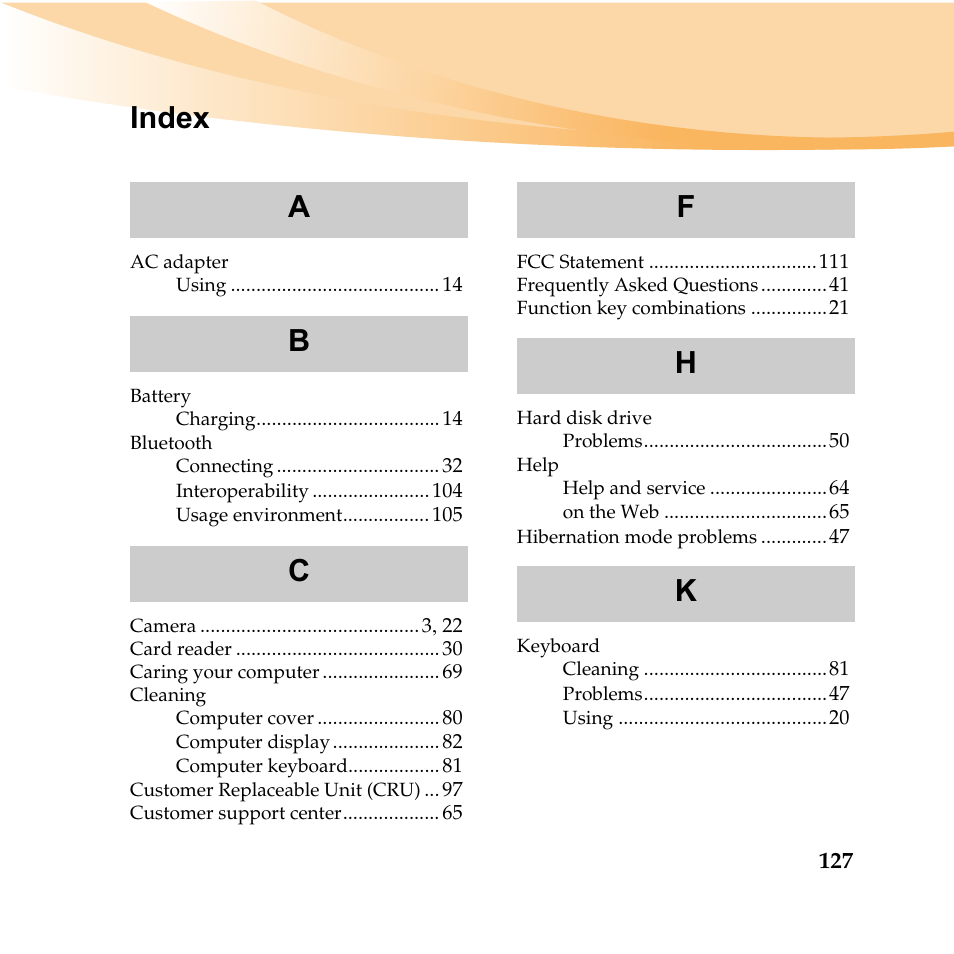 Index | Lenovo IDEAPAD Y560P User Manual | Page 141 / 145