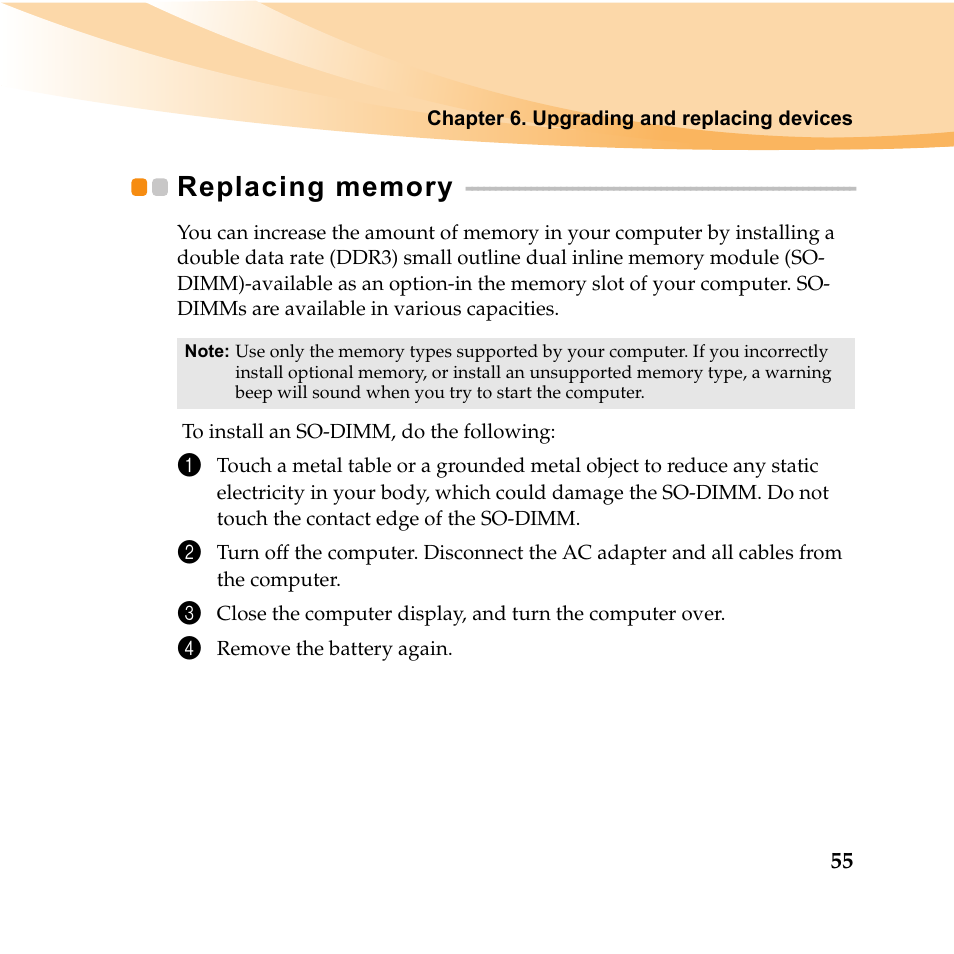 Replacing memory | Lenovo IDEAPAD Y560P User Manual | Page 69 / 145