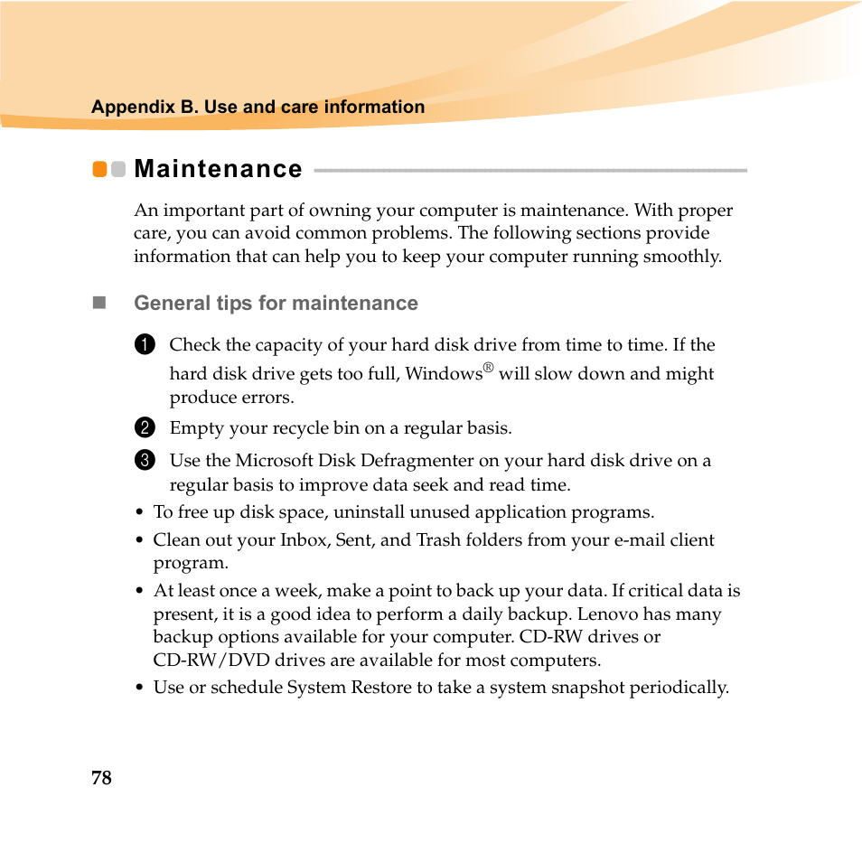 Maintenance | Lenovo IDEAPAD Y560P User Manual | Page 92 / 145