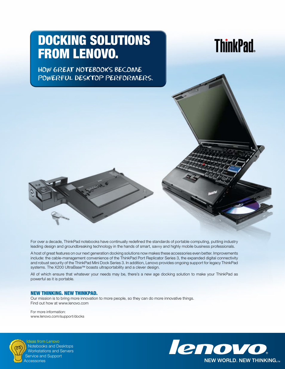Docking solutions from lenovo | Lenovo ThinkPad 250510W User Manual | Page 2 / 6