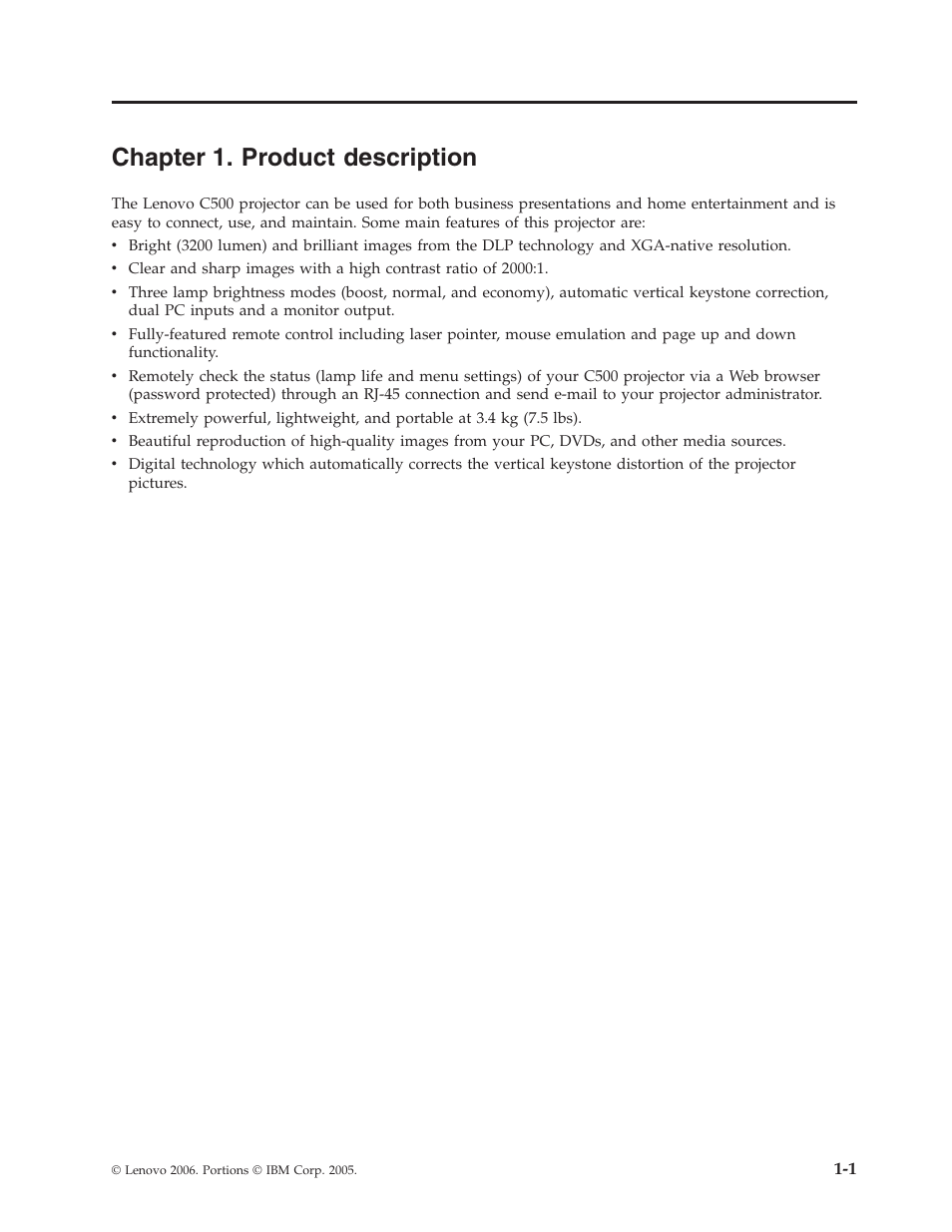 Chapter 1. product description, Chapter, Product | Description | Lenovo C500 User Manual | Page 15 / 92