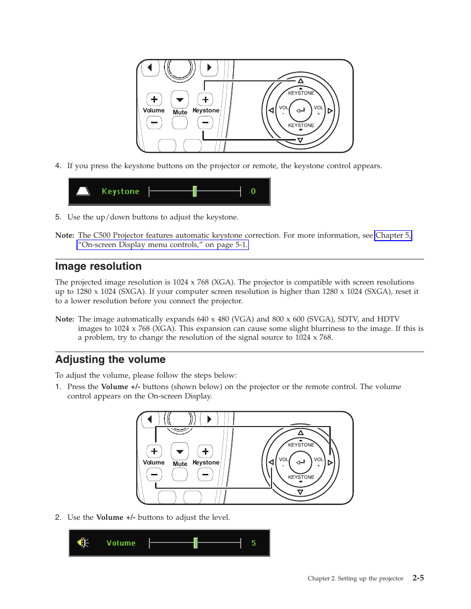 Image resolution, Adjusting the volume, Image | Resolution, Adjusting, Volume | Lenovo C500 User Manual | Page 25 / 92