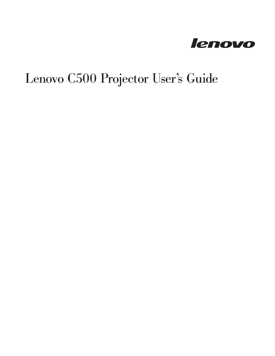 Lenovo, C500, Projector | User’s, Guide | Lenovo C500 User Manual | Page 3 / 92