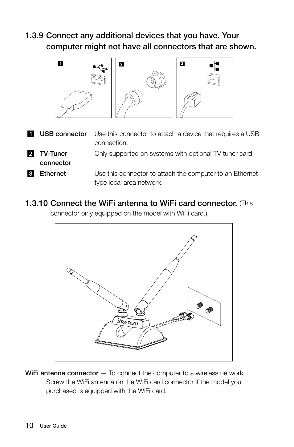 10 connect the wifi antenna to wifi card connector | Lenovo 10041-10049 User Manual | Page 15 / 35