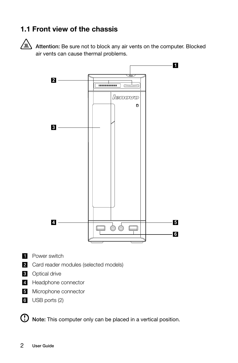 1 front view of the chassis | Lenovo 10041-10049 User Manual | Page 7 / 35