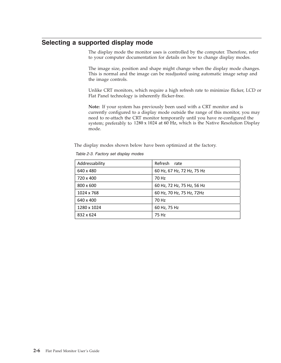 Selecting a supported display mode, Selecting, Supported | Display, Mode | Lenovo D173 User Manual | Page 15 / 30