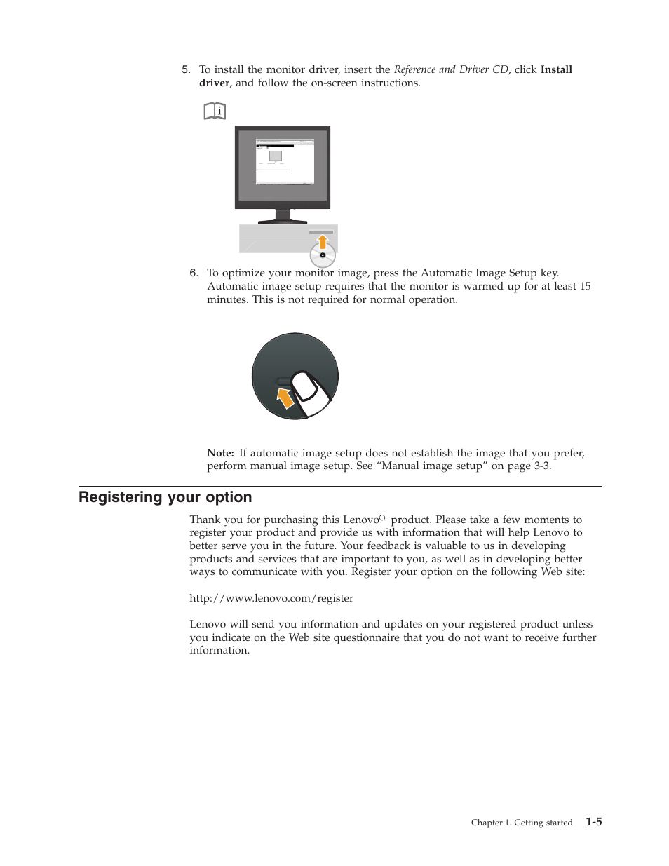 Registering your option, Registering, Your | Option | Lenovo D173 User Manual | Page 9 / 30