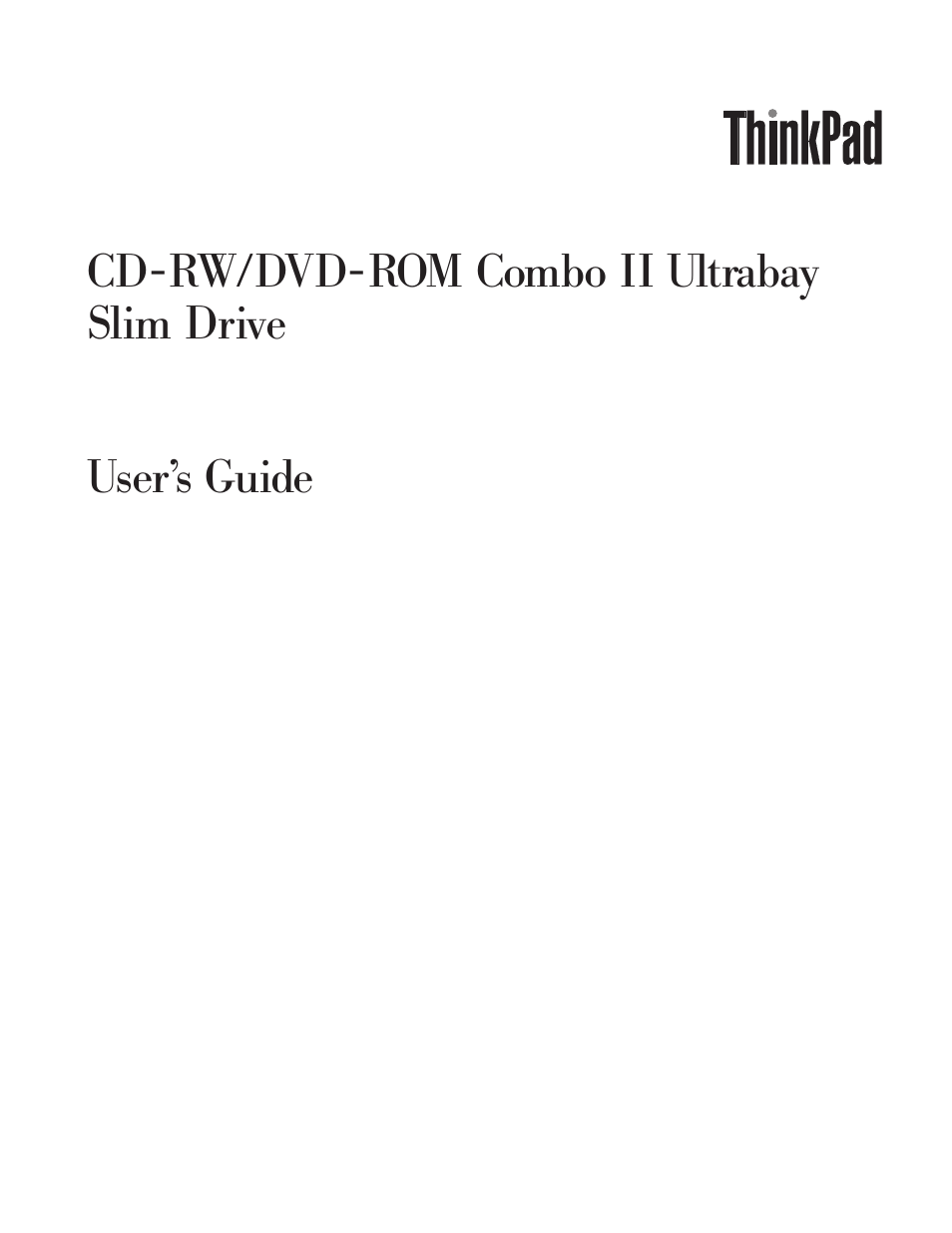 Cd-rw/dvd-rom, Combo, Ultrabay | Slim, Drive, User’s, Guide | Lenovo ThinkPad 40Y8626 User Manual | Page 3 / 58