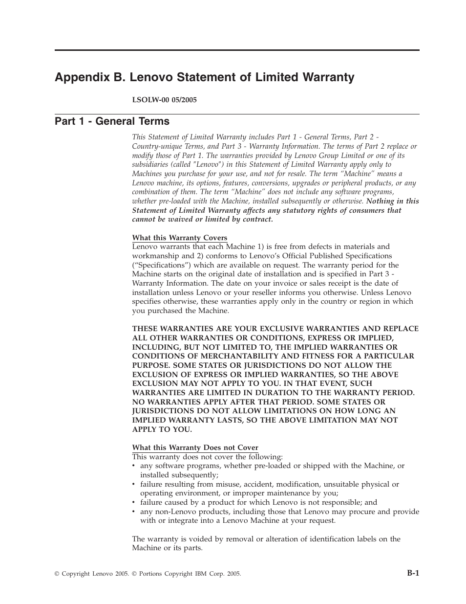 Appendix b. lenovo statement of limited warranty, Part 1 - general terms, Appendix | Lenovo, Statement, Limited, Warranty, Part, General, Terms | Lenovo ThinkPad 40Y8626 User Manual | Page 31 / 58