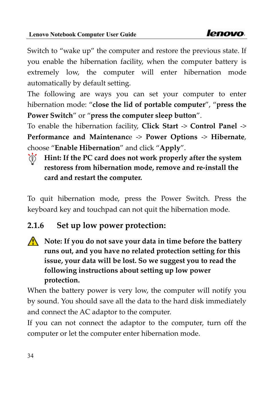 6 set up low power protection | Lenovo 3000 Series User Manual | Page 34 / 66