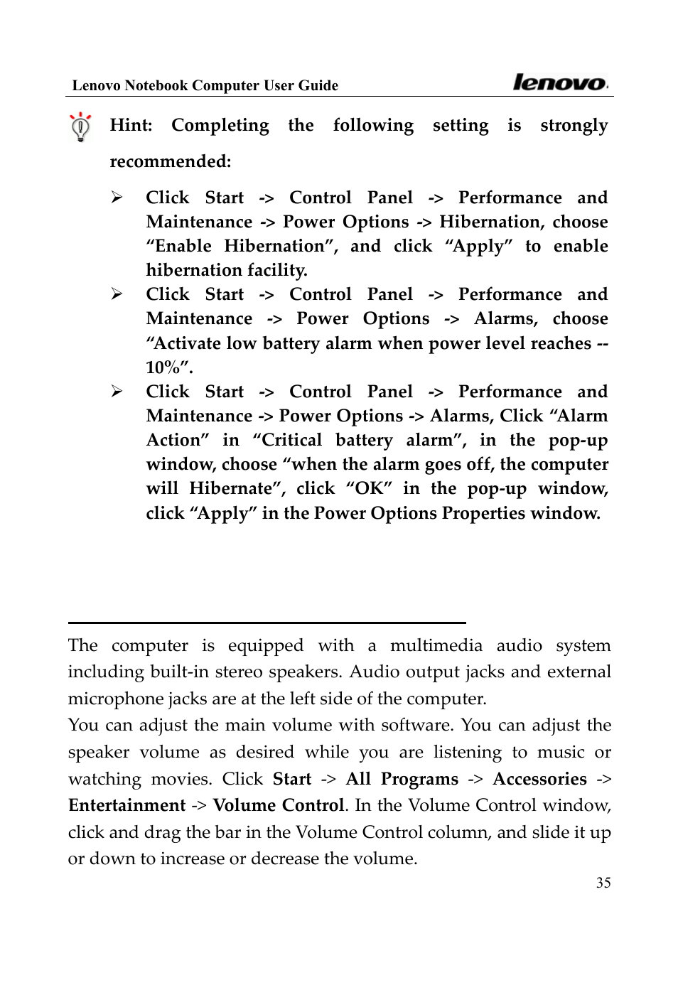 2 using multimedia audio system | Lenovo 3000 Series User Manual | Page 35 / 66
