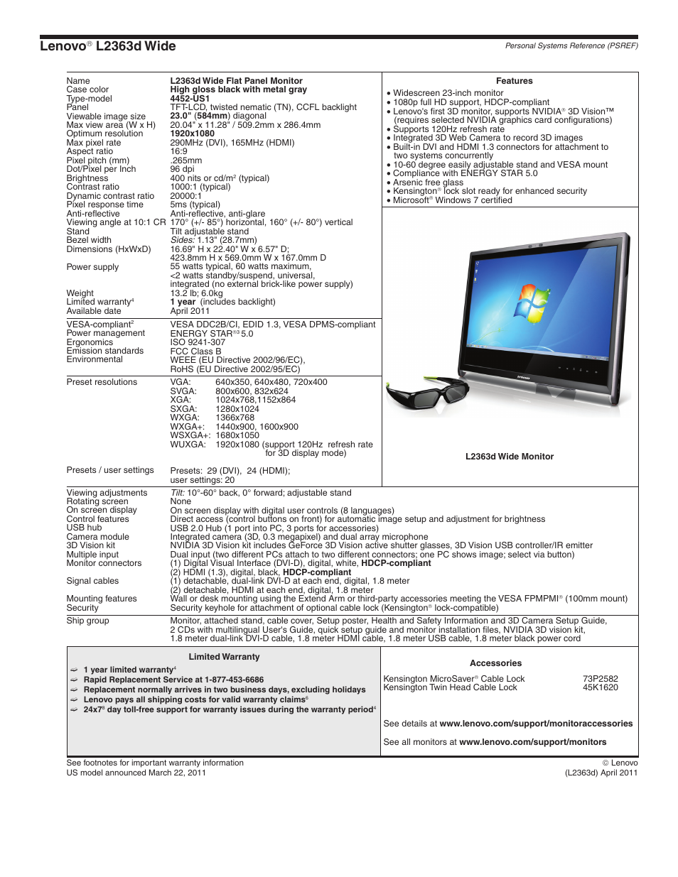 Lenovo l2363d wide, Lenovo, L2363d wide | Lenovo L2363D User Manual | Page 12 / 15