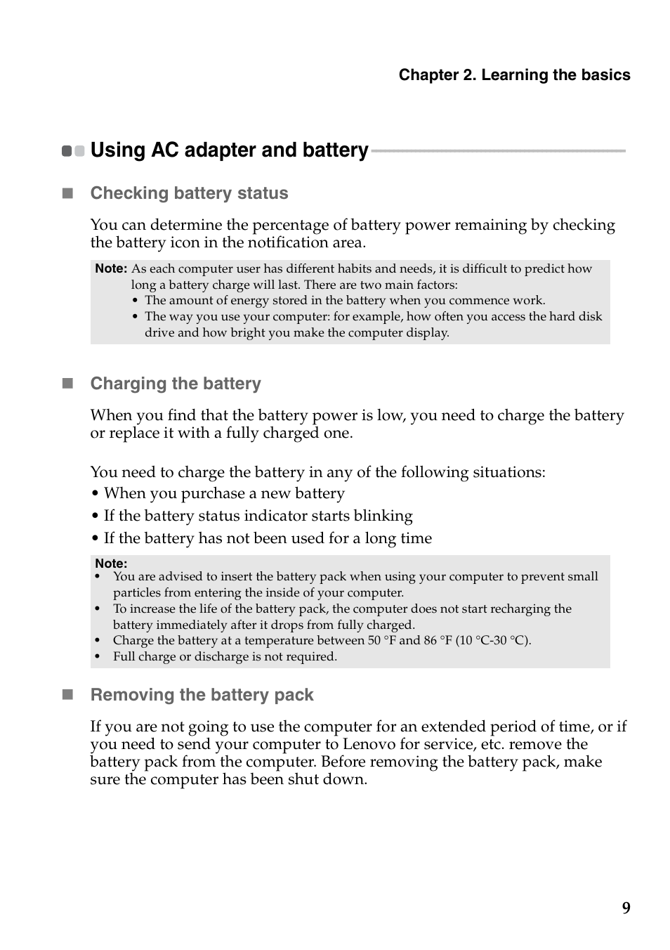 Using ac adapter and battery | Lenovo S300 User Manual | Page 13 / 43