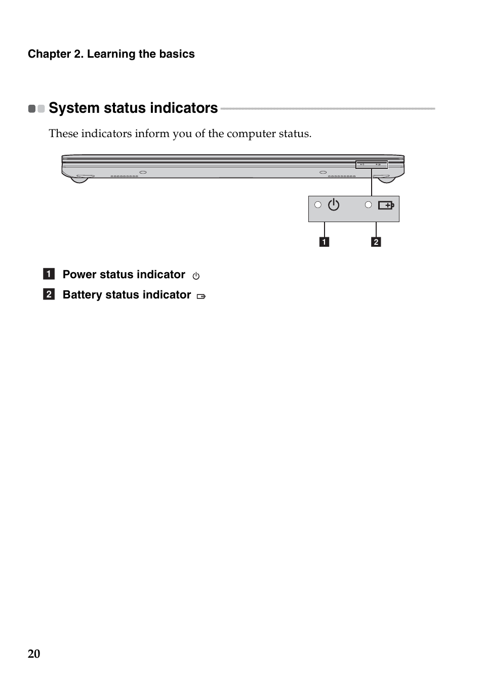 System status indicators | Lenovo S300 User Manual | Page 24 / 43