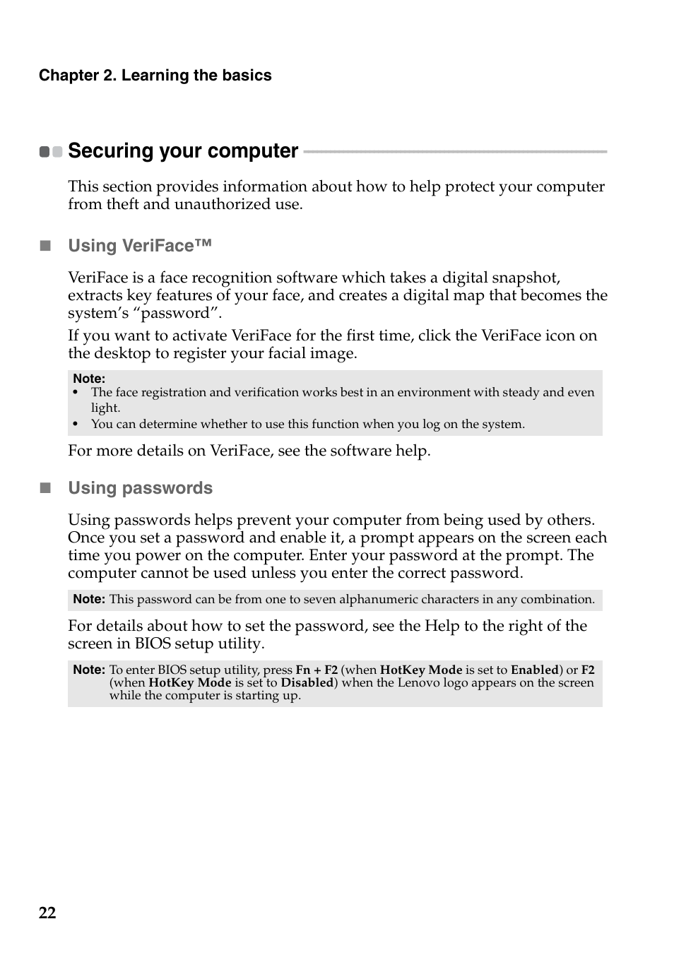 Securing your computer | Lenovo S300 User Manual | Page 26 / 43