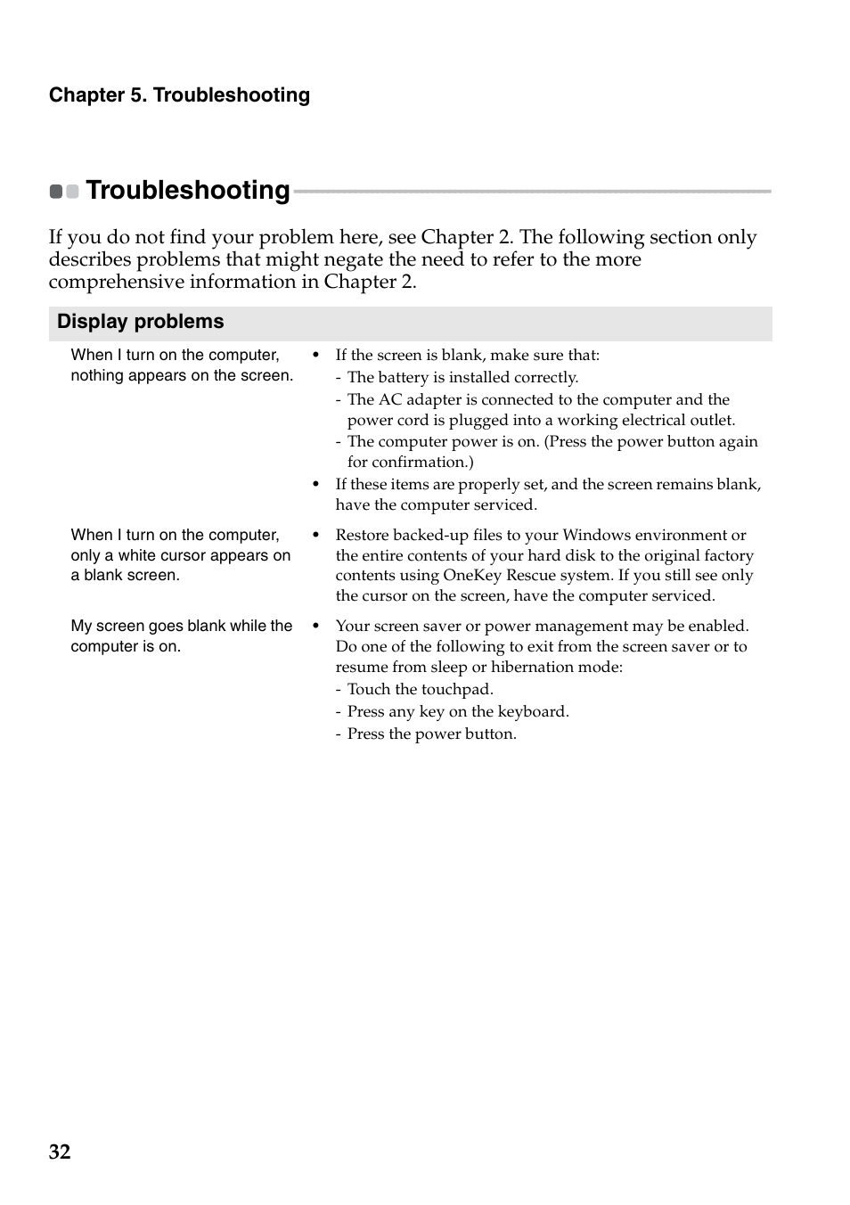 Troubleshooting | Lenovo S300 User Manual | Page 36 / 43