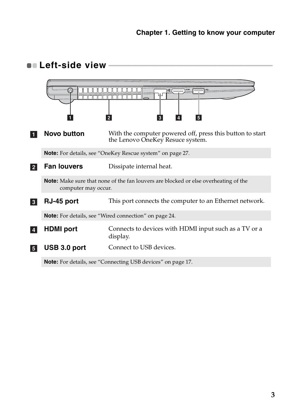 Left-side view | Lenovo S300 User Manual | Page 7 / 43