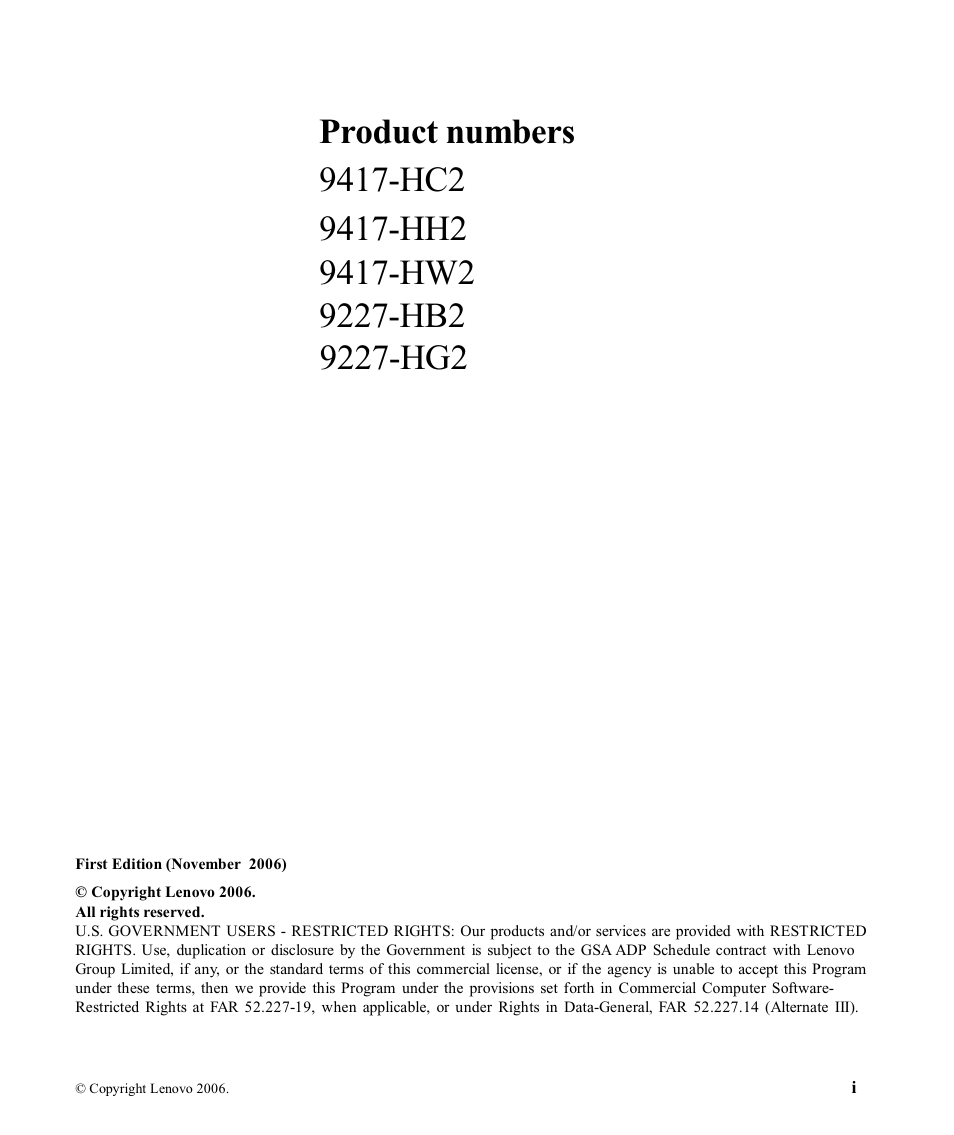Product numbers | Lenovo THINKVISION 9227-HB2 User Manual | Page 2 / 35