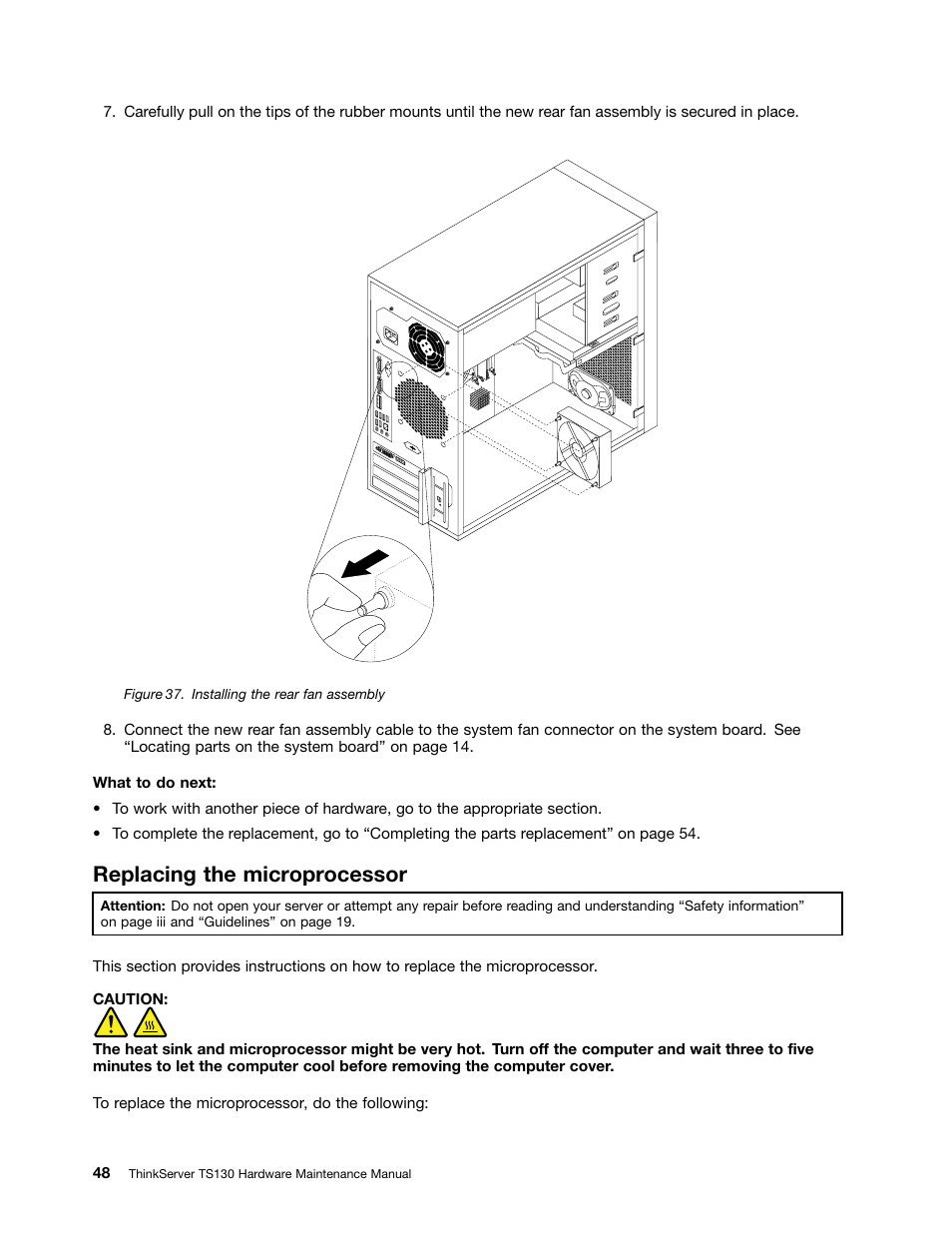 Replacing the microprocessor | Lenovo TS130 User Manual | Page 60 / 122