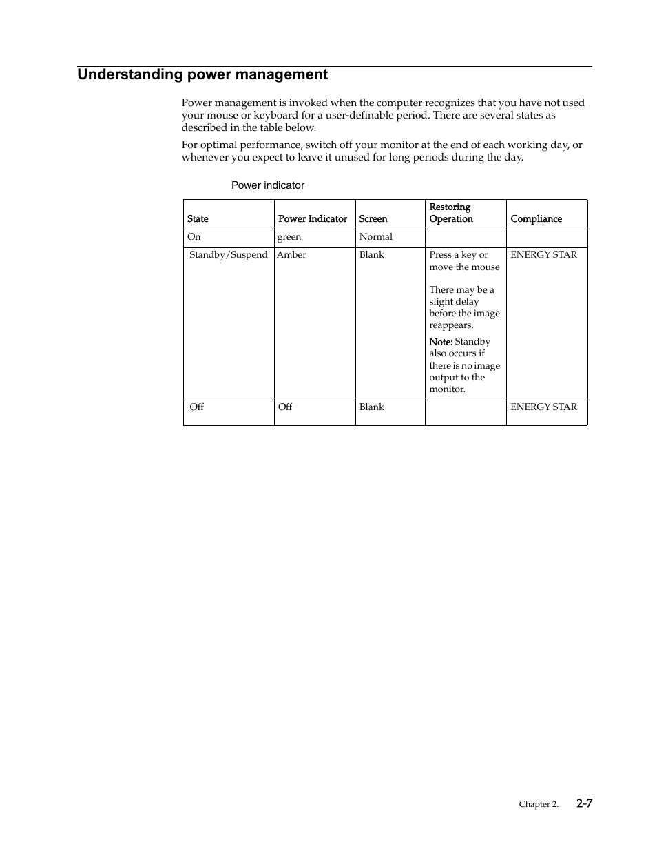 Understanding power management, Understanding power management -7 | Lenovo L2230x User Manual | Page 16 / 37