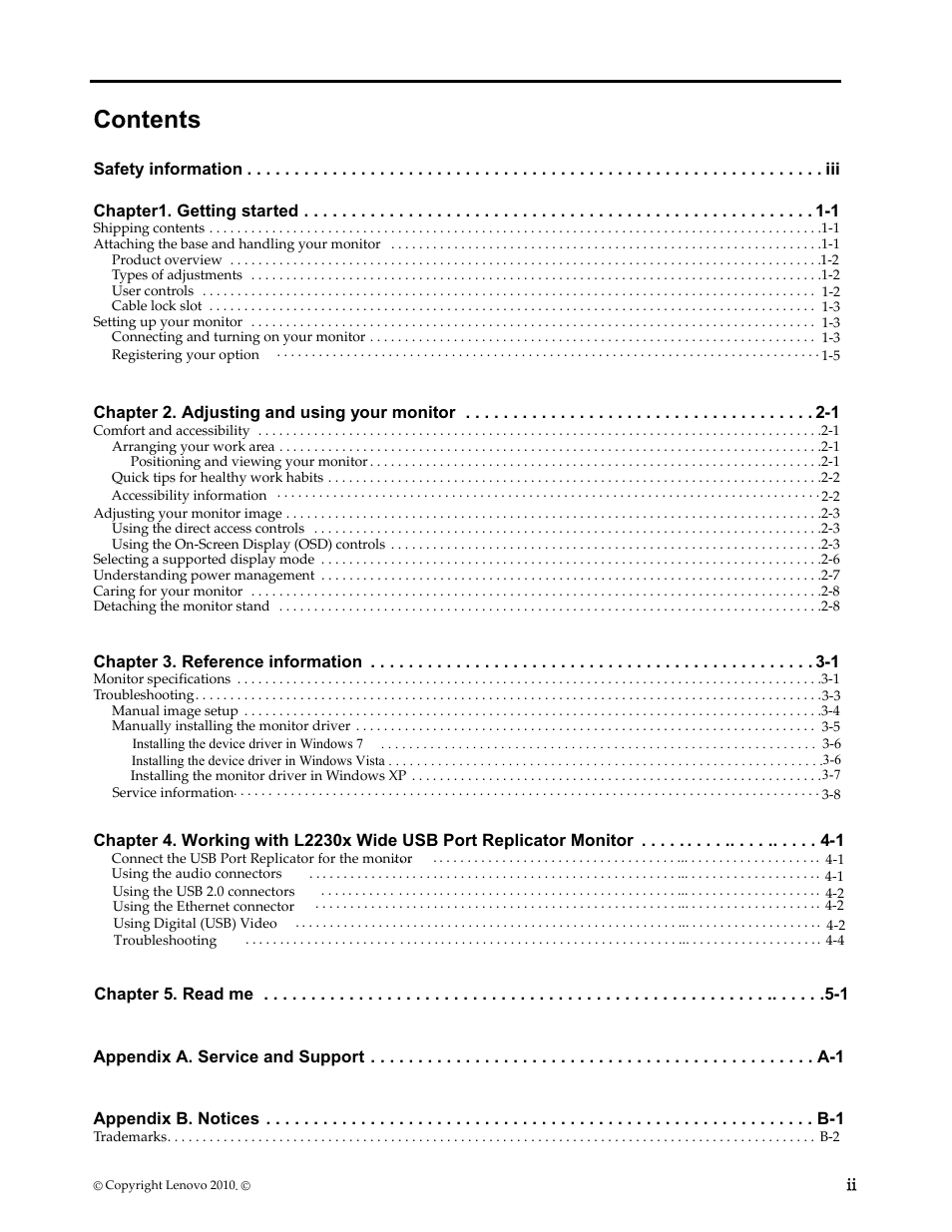 Lenovo L2230x User Manual | Page 3 / 37