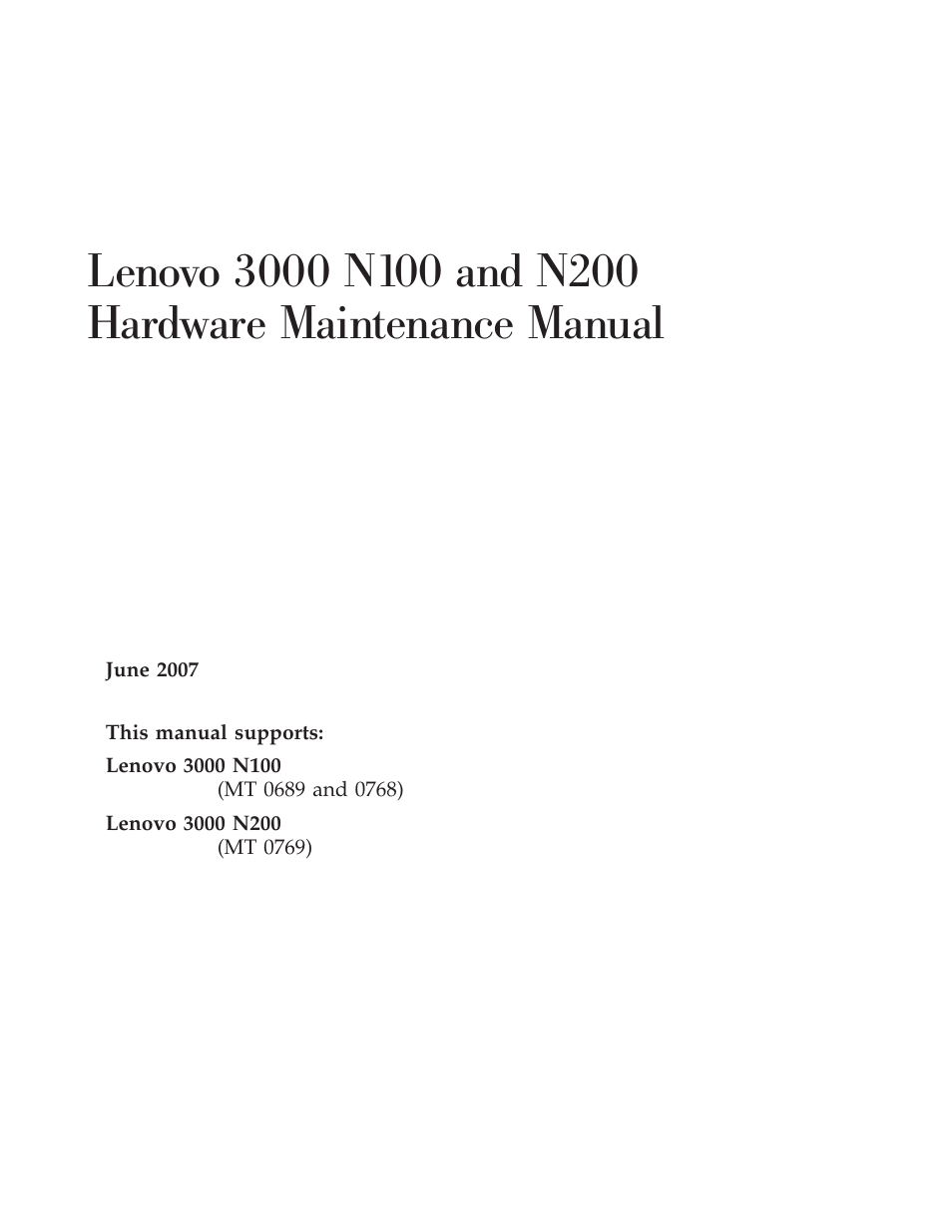 Lenovo 3000 N200 User Manual | 165 pages