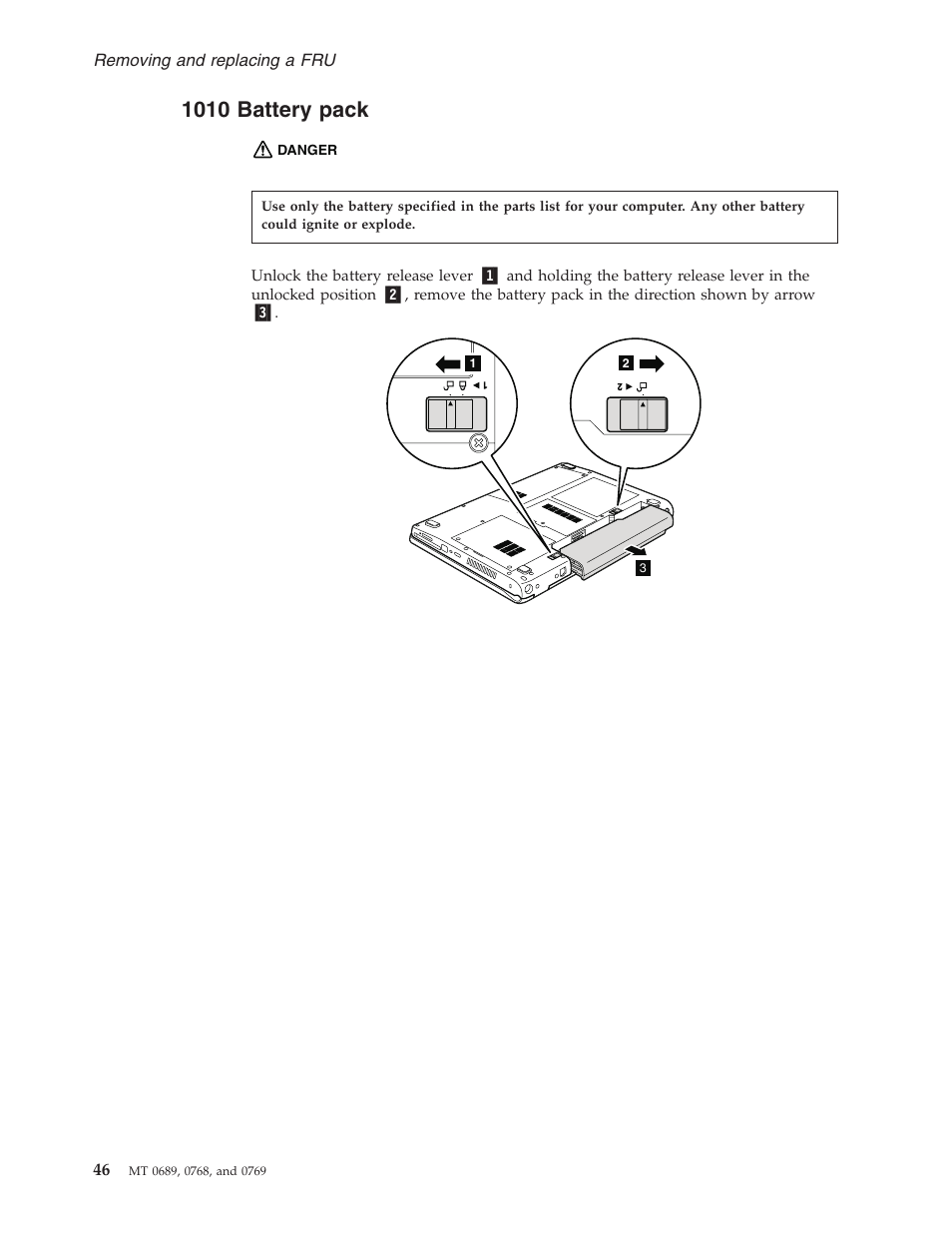 1010 battery pack, Battery, Pack | Lenovo 3000 N200 User Manual | Page 52 / 165