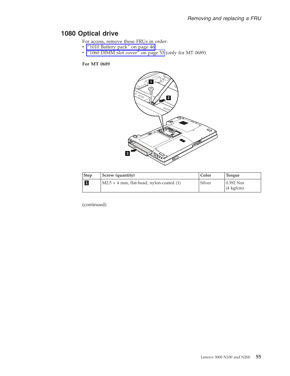 1080 optical drive, Optical, Drive | Lenovo 3000 N200 User Manual | Page 61 / 165