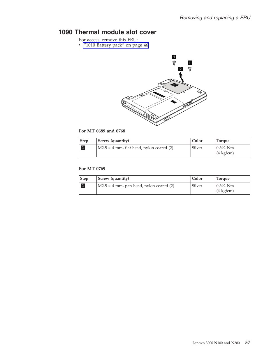1090 thermal module slot cover, Thermal, Module | Slot, Cover | Lenovo 3000 N200 User Manual | Page 63 / 165