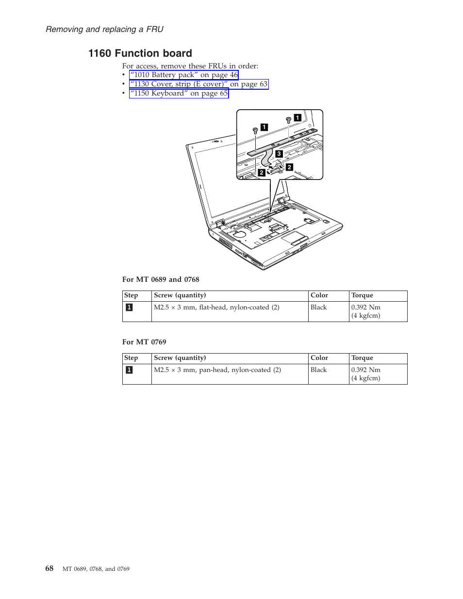 1160 function board, Function, Board | Lenovo 3000 N200 User Manual | Page 74 / 165