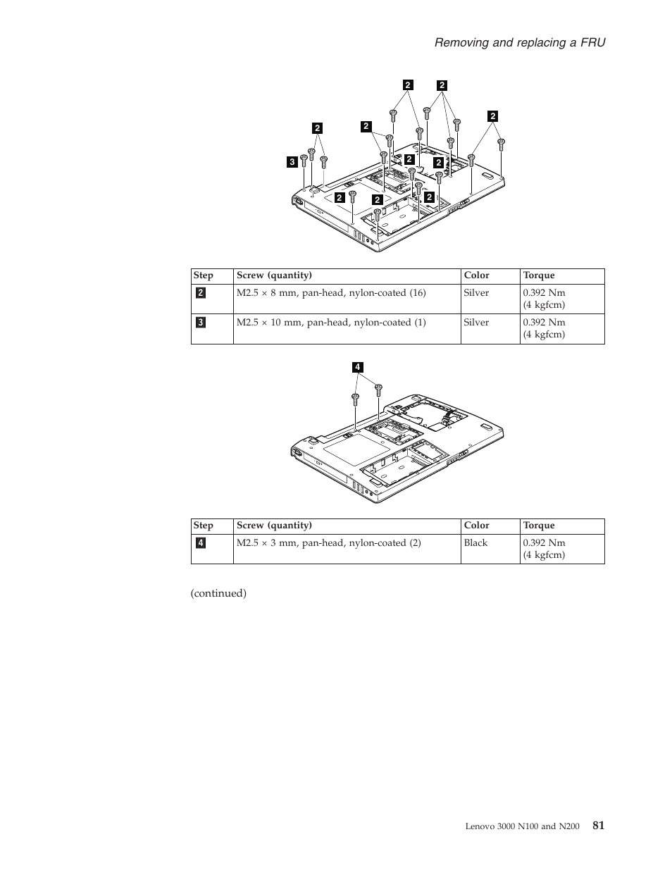 Removing, Replacing | Lenovo 3000 N200 User Manual | Page 87 / 165