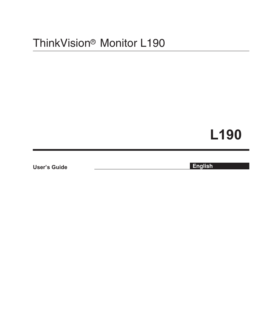 Lenovo ThinkVision L190 User Manual | 32 pages