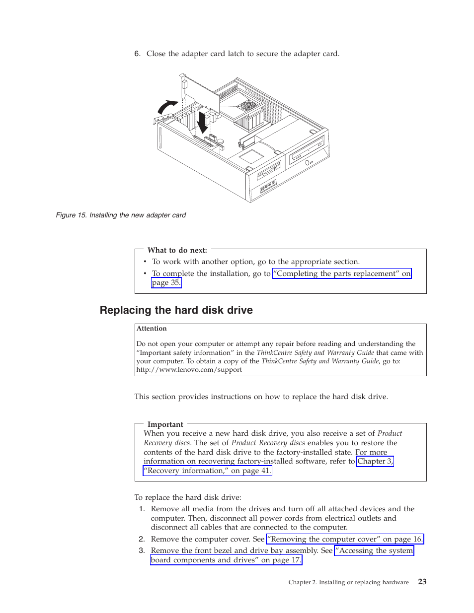 Replacing the hard disk drive | Lenovo 3658 User Manual | Page 31 / 82