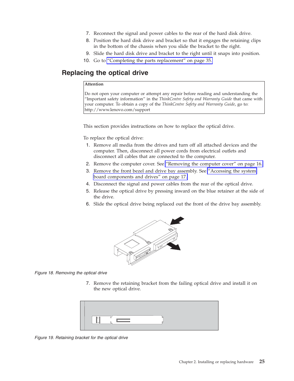 Replacing the optical drive | Lenovo 3658 User Manual | Page 33 / 82