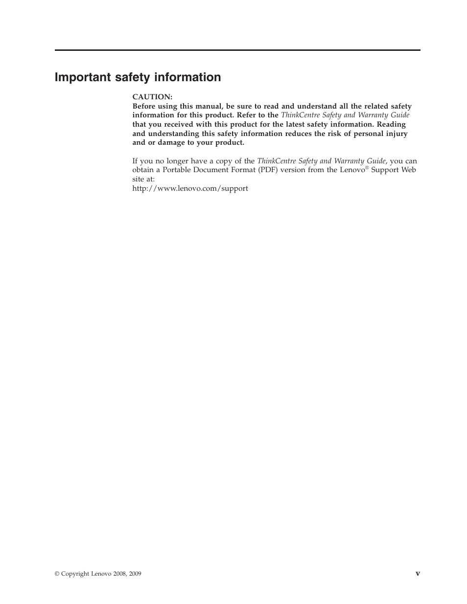 Important safety information, Important safety information . . . . . . v | Lenovo 3658 User Manual | Page 7 / 82