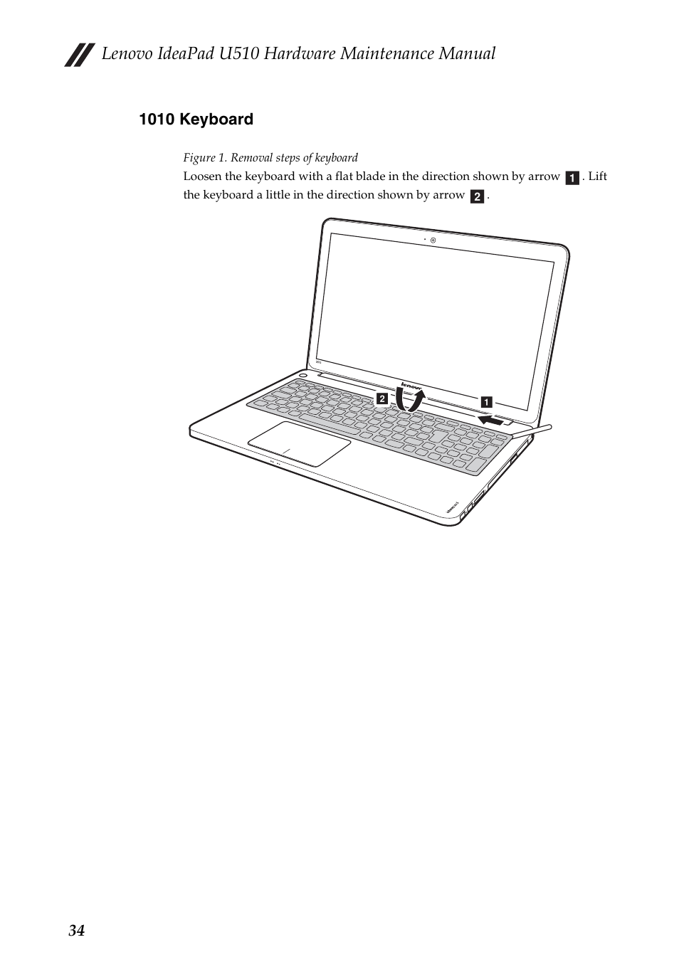 1010 keyboard, Lenovo ideapad u510 hardware maintenance manual | Lenovo U510 User Manual | Page 38 / 89