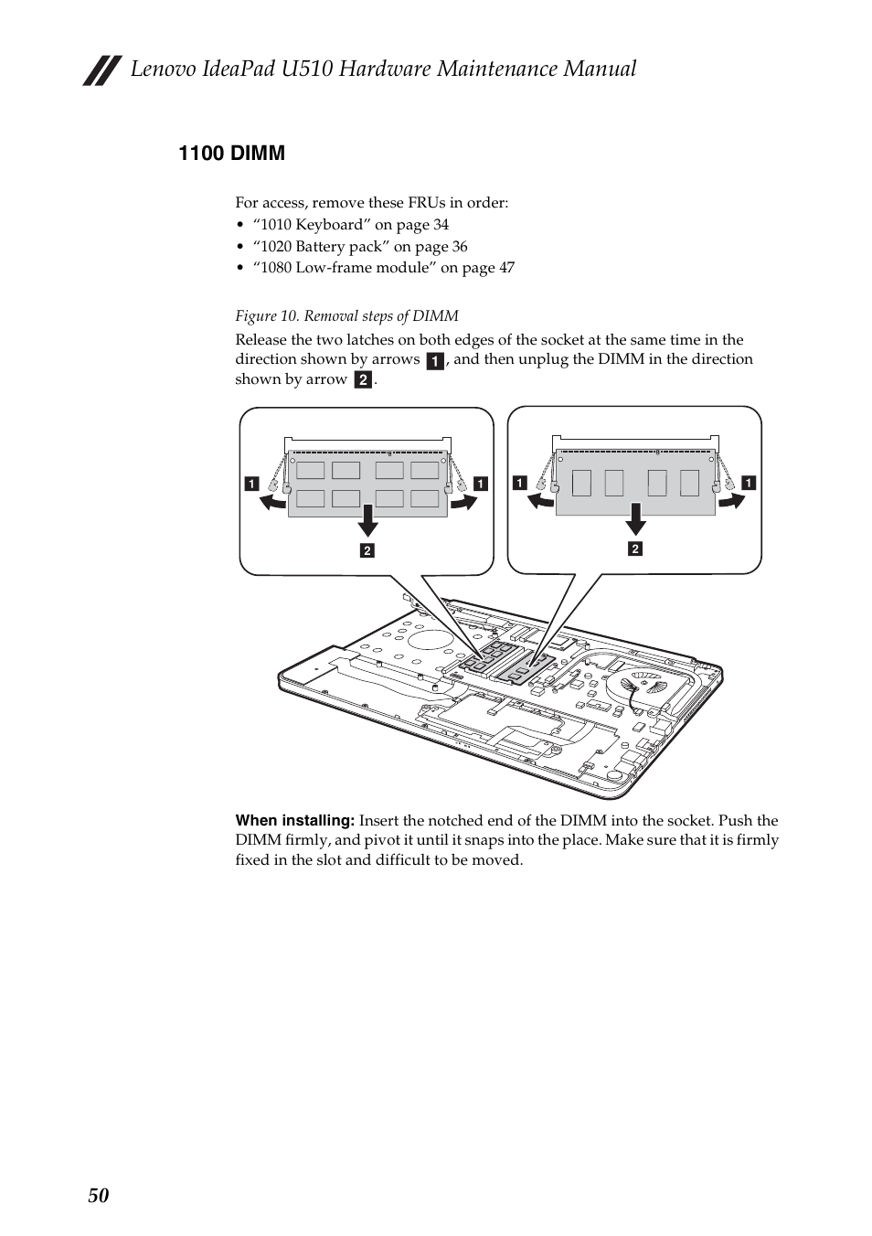 1100 dimm, Lenovo ideapad u510 hardware maintenance manual | Lenovo U510 User Manual | Page 54 / 89