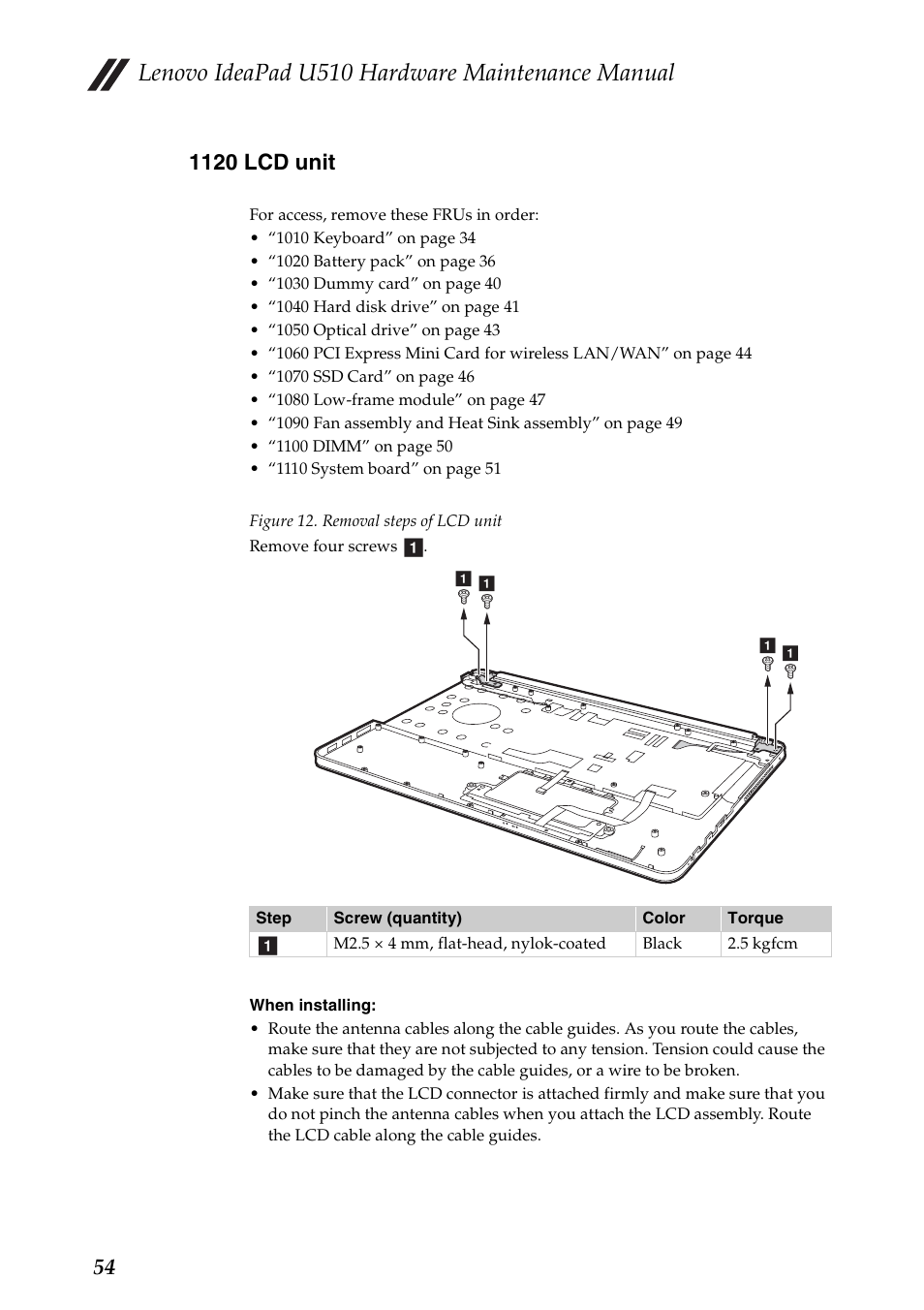 1120 lcd unit, Lenovo ideapad u510 hardware maintenance manual | Lenovo U510 User Manual | Page 58 / 89