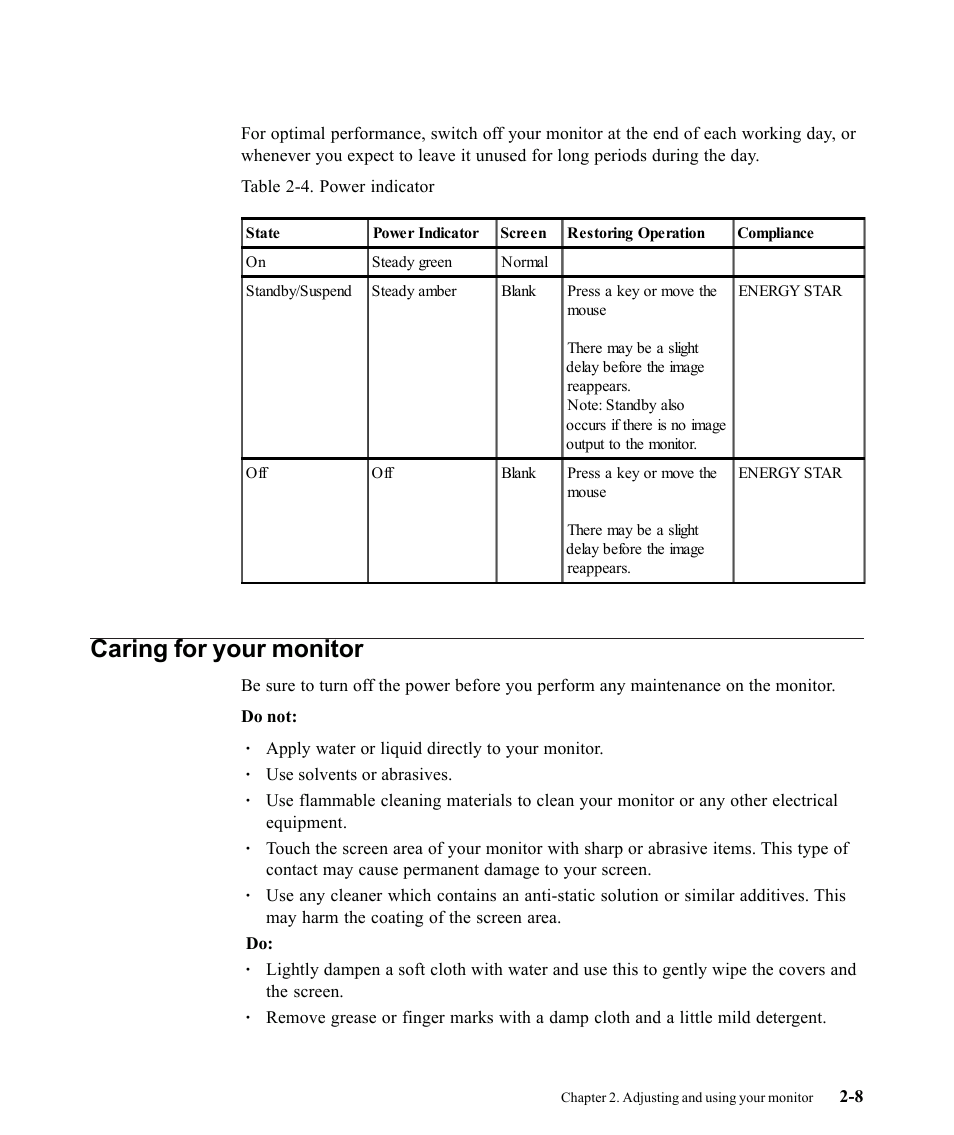 Caring for your monitor | Lenovo L2440X User Manual | Page 23 / 40