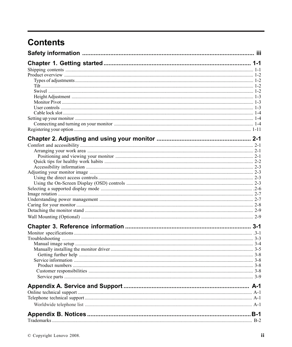 Lenovo L2440X User Manual | Page 3 / 40