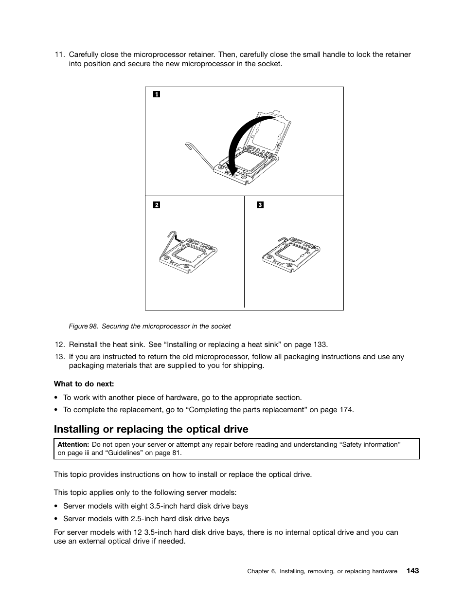 Installing or replacing the optical drive | Lenovo RD430 User Manual | Page 155 / 218