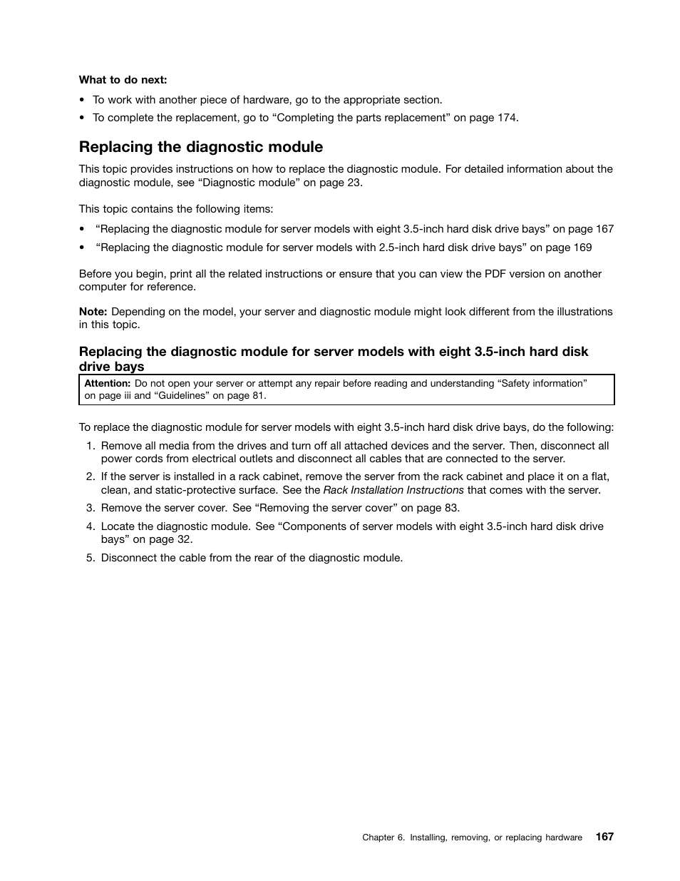 Replacing the diagnostic module | Lenovo RD430 User Manual | Page 179 / 218