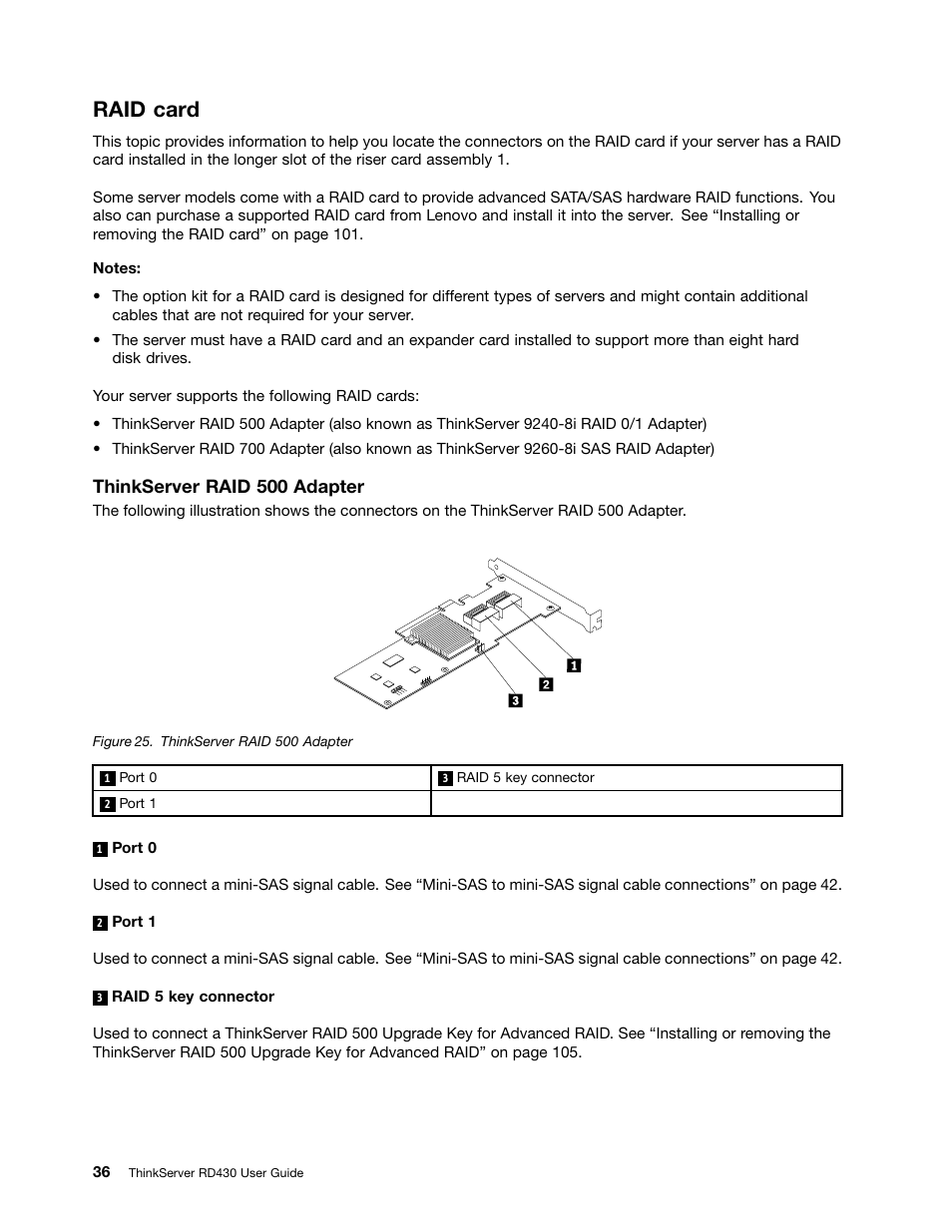 Raid card, Thinkserver raid 500 adapter | Lenovo RD430 User Manual | Page 48 / 218